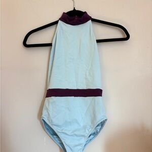 Blue and Purple High Neck Leotard